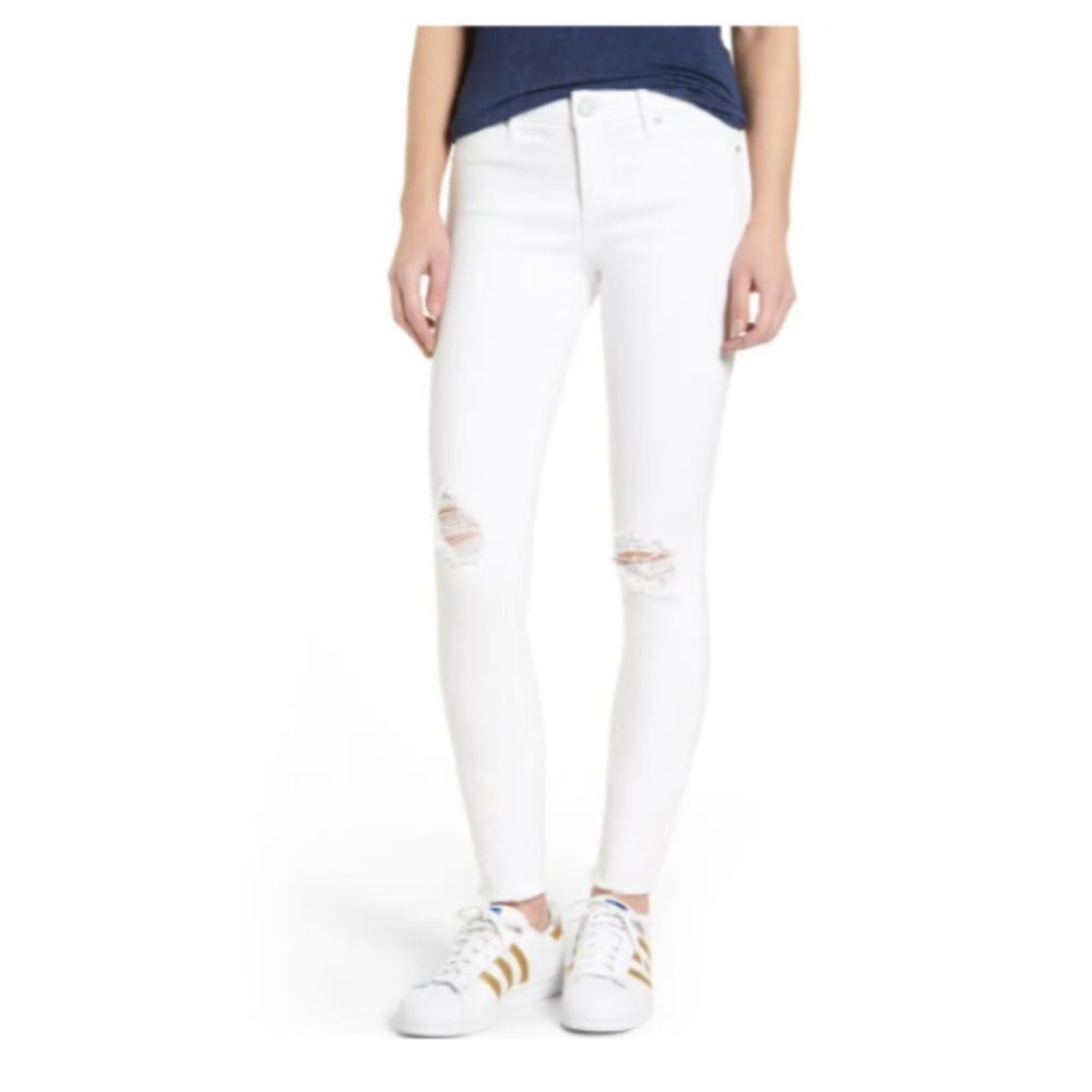 Articles of  Society Sarah Skinny White Jeans Ripped Knee Mid-rise size 29